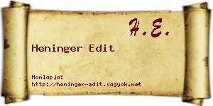 Heninger Edit névjegykártya